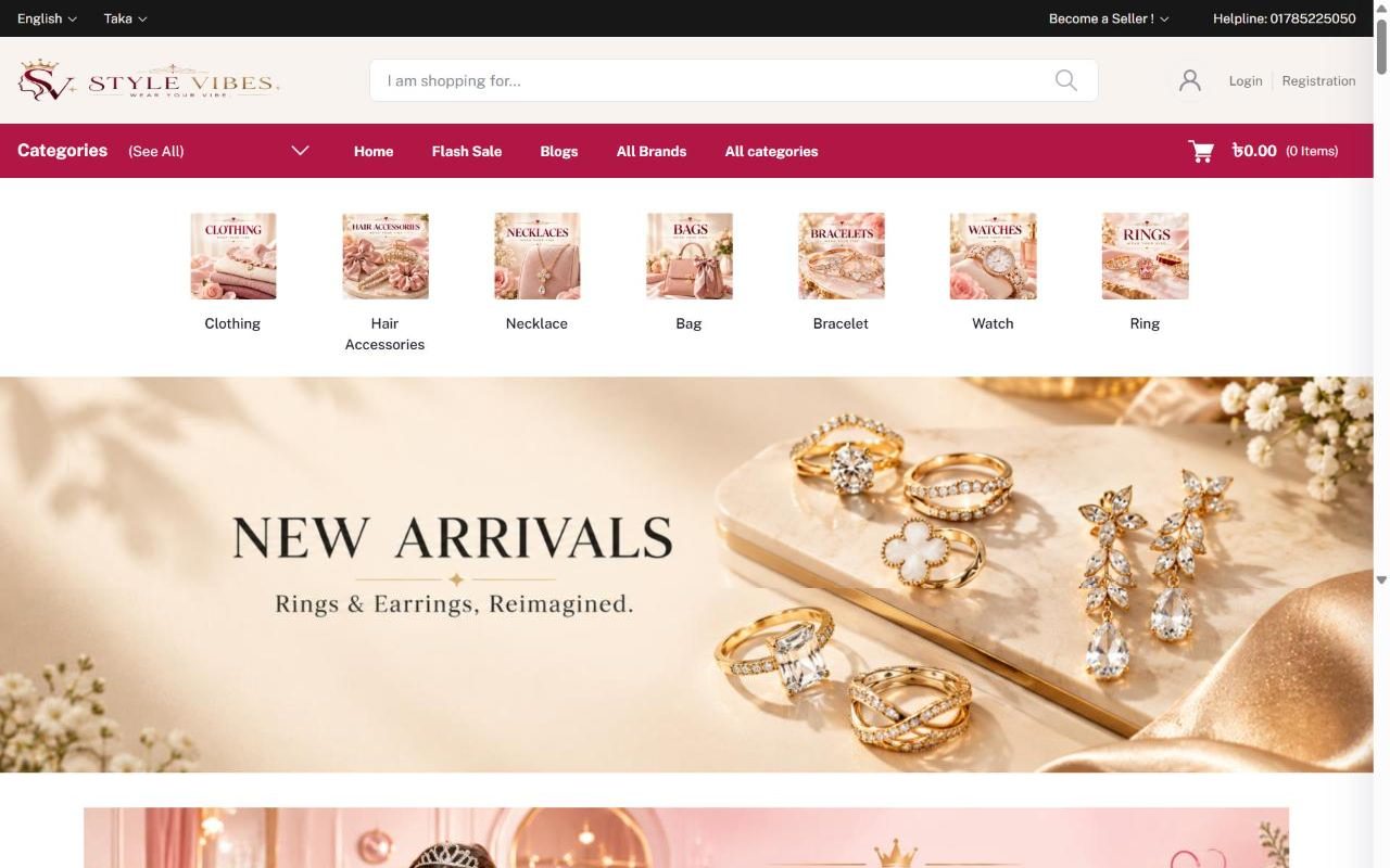 Style Vibes multivendor fashion marketplace homepage